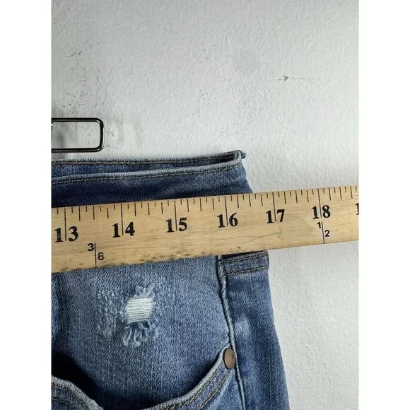 Judy Blue Lemon Patch Skinny Fit Jeans Womens Size 13/31 Blue Distressed Stretch - Picture 3 of 11